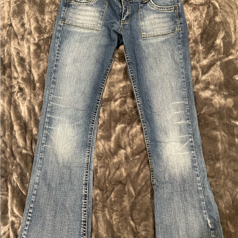 Mid Rise Vintage Blue Flared Jeans